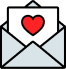 An open envelope with a red heart on the card inside, accompanied by a delicate sprig of Angkor flowers.
